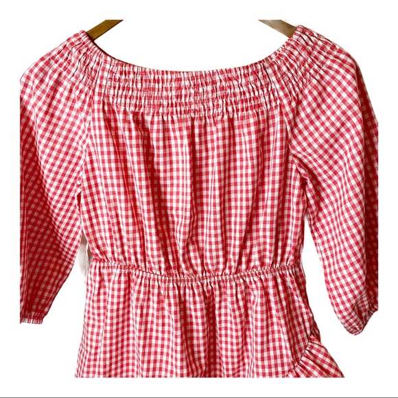 Alot Red Checked Cottage Core Ruffled Dress - Picture 3 of 6